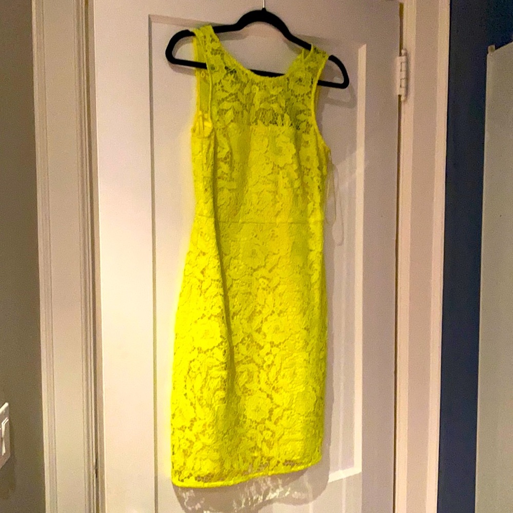 J. Crew neon lace dress